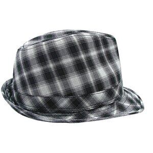 Fedora Hat Black White Plaid Polyester Blend Church Wedding Event OSFM Stylish